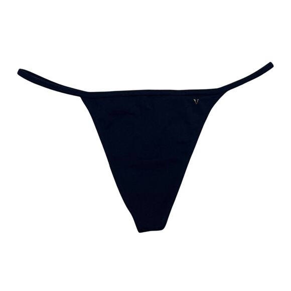 Victoria's Secret Stretch Cotton V-String Panty Black Size Large - Picture 1 of 2